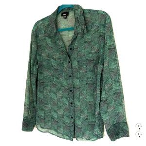 Semi Sheer Button Up Blouse